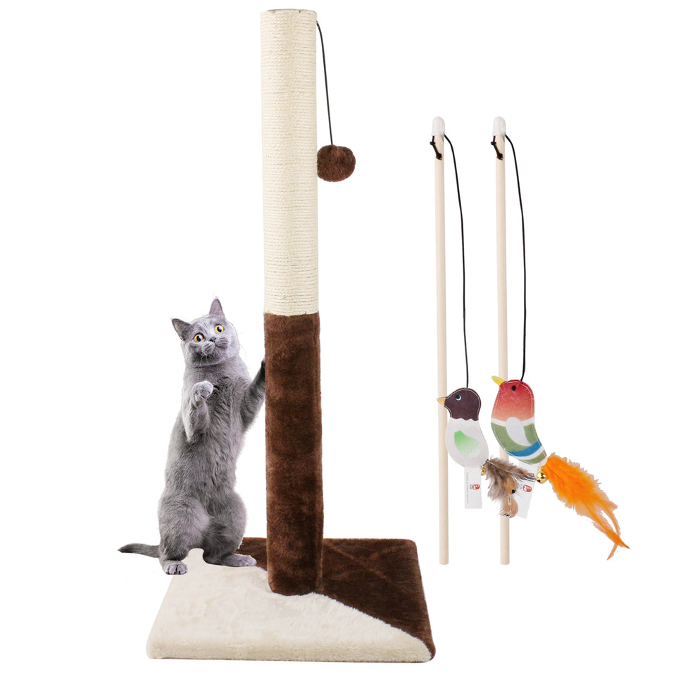D KING 30.7 Inches Cat Scratching Post with Natural Sisal Rope and Hanging Ball Toy