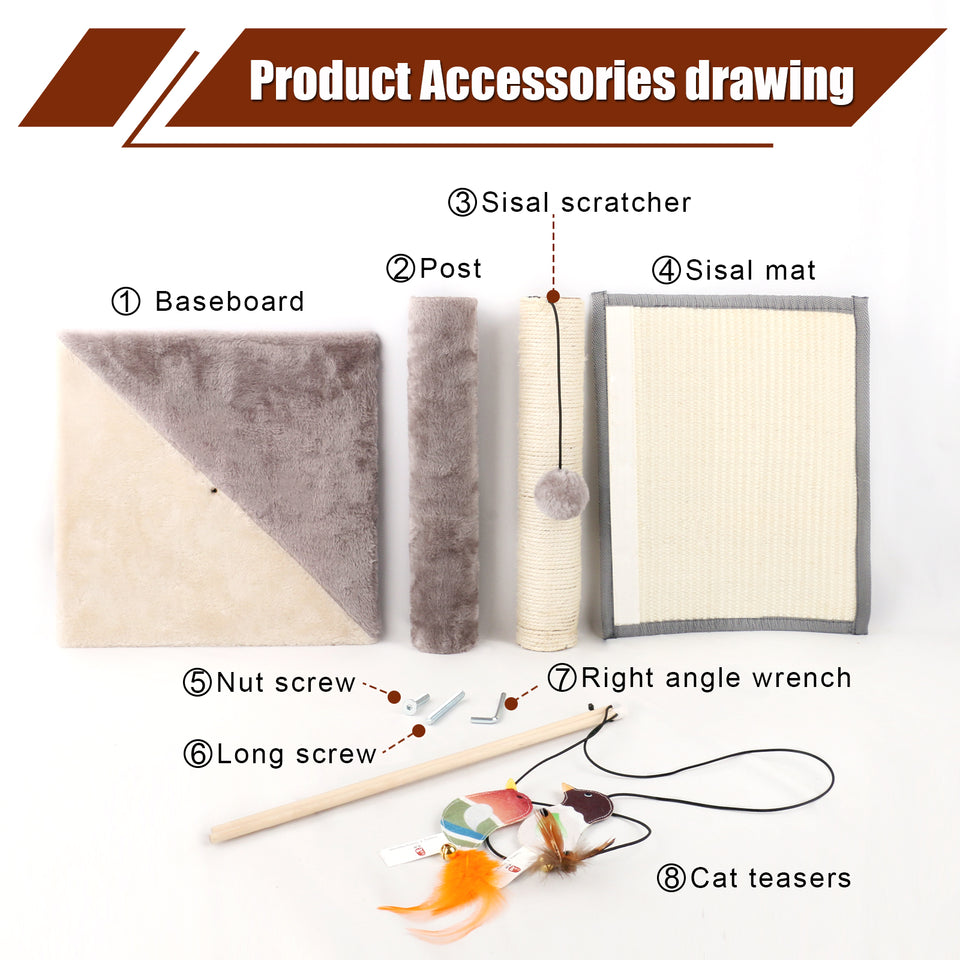 D KING 30.7 Inches Cat Scratching Post with Natural Sisal Rope and Hanging Ball Toy