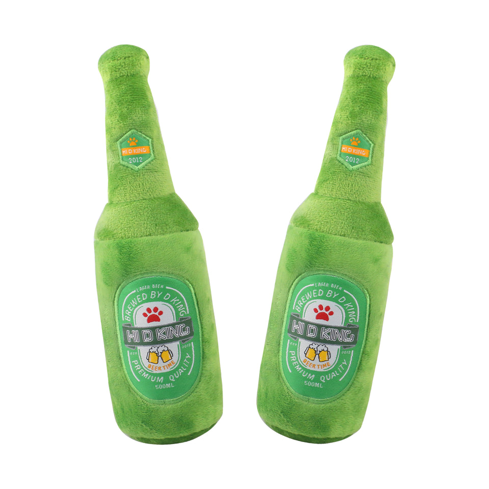D KING Squeaky Beer Bottle Dog Toy