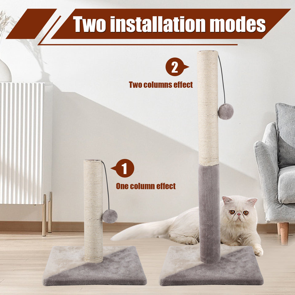 D KING 30.7 Inches Cat Scratching Post with Natural Sisal Rope and Hanging Ball Toy
