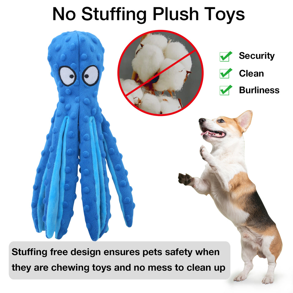 D KING Octopus Squeaky Dog Toy