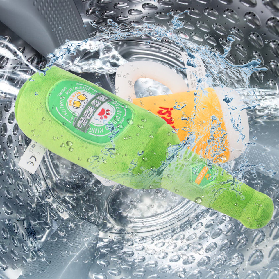 D KING Squeaky Beer Bottle Dog Toy