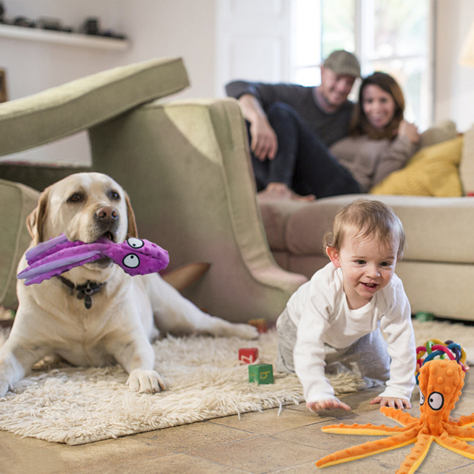 D KING Octopus Squeaky Dog Toy