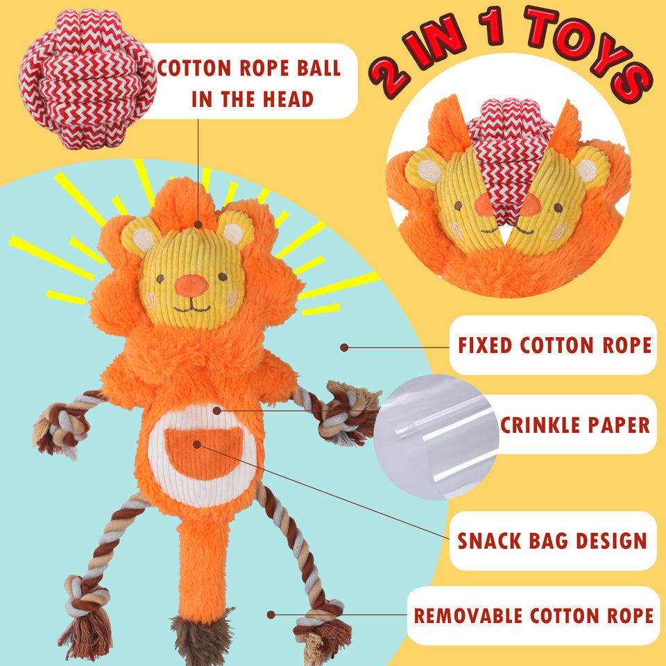 D KING D KING Rope Plush Dog Toy,Puppy Toys for Teething,Tug of War Dog Toy