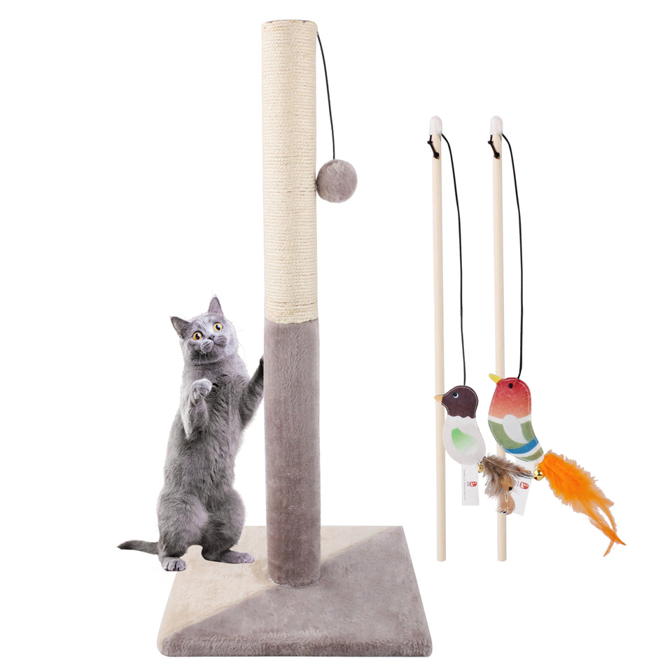 D KING 30.7 Inches Cat Scratching Post with Natural Sisal Rope and Hanging Ball Toy