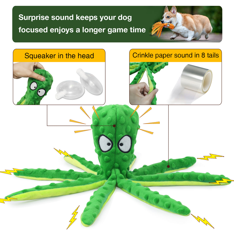 D KING Octopus Squeaky Dog Toy